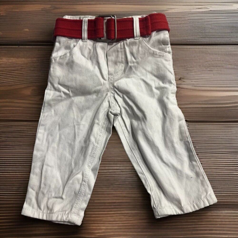 Enyce Sean Combs Toddler Jeans White Red Belt Stars On Pockets Size 12Mo